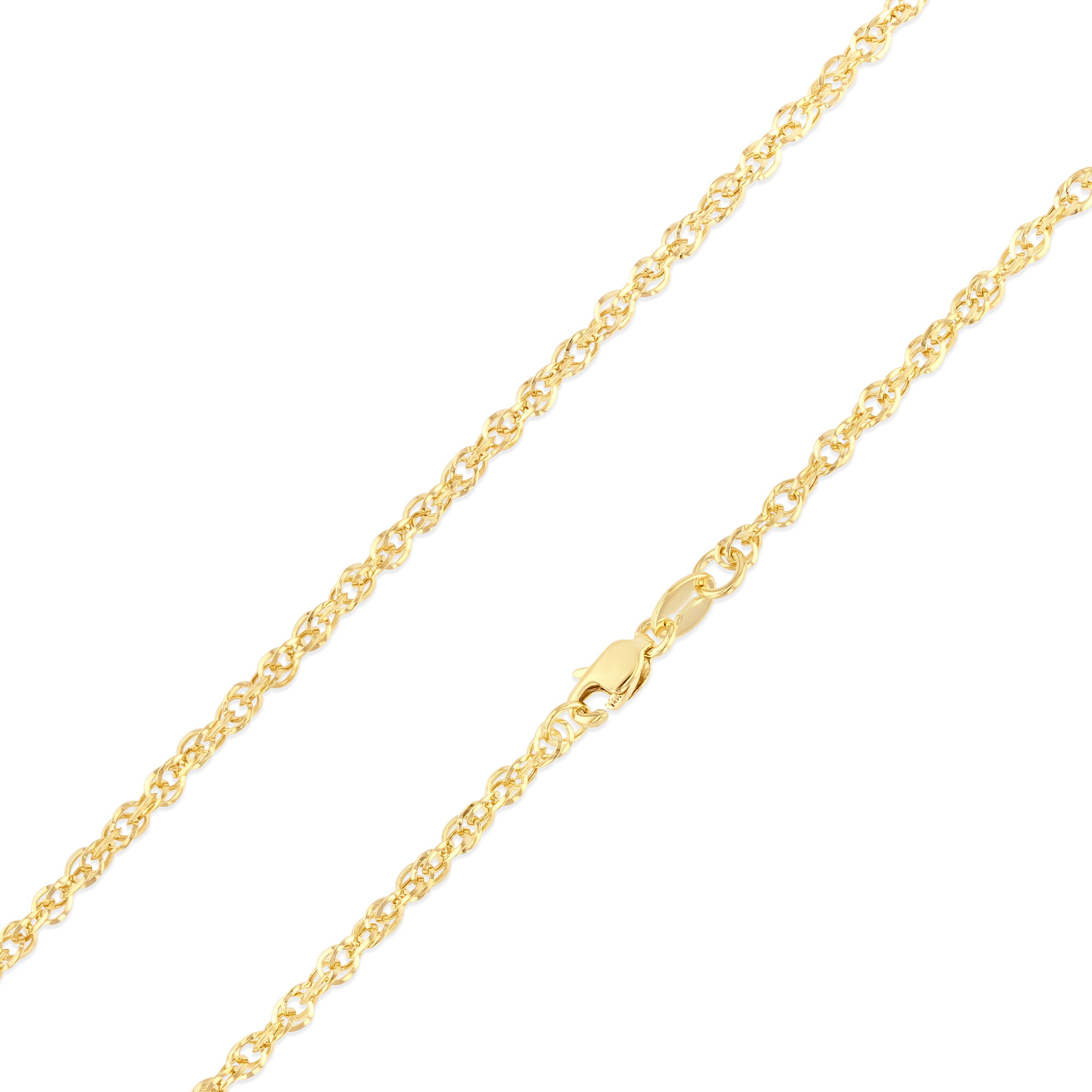 Jewels By Lux 14K Yellow Gold Double Link Hollow Rope Chain Necklace With Lobster Claw Clasp