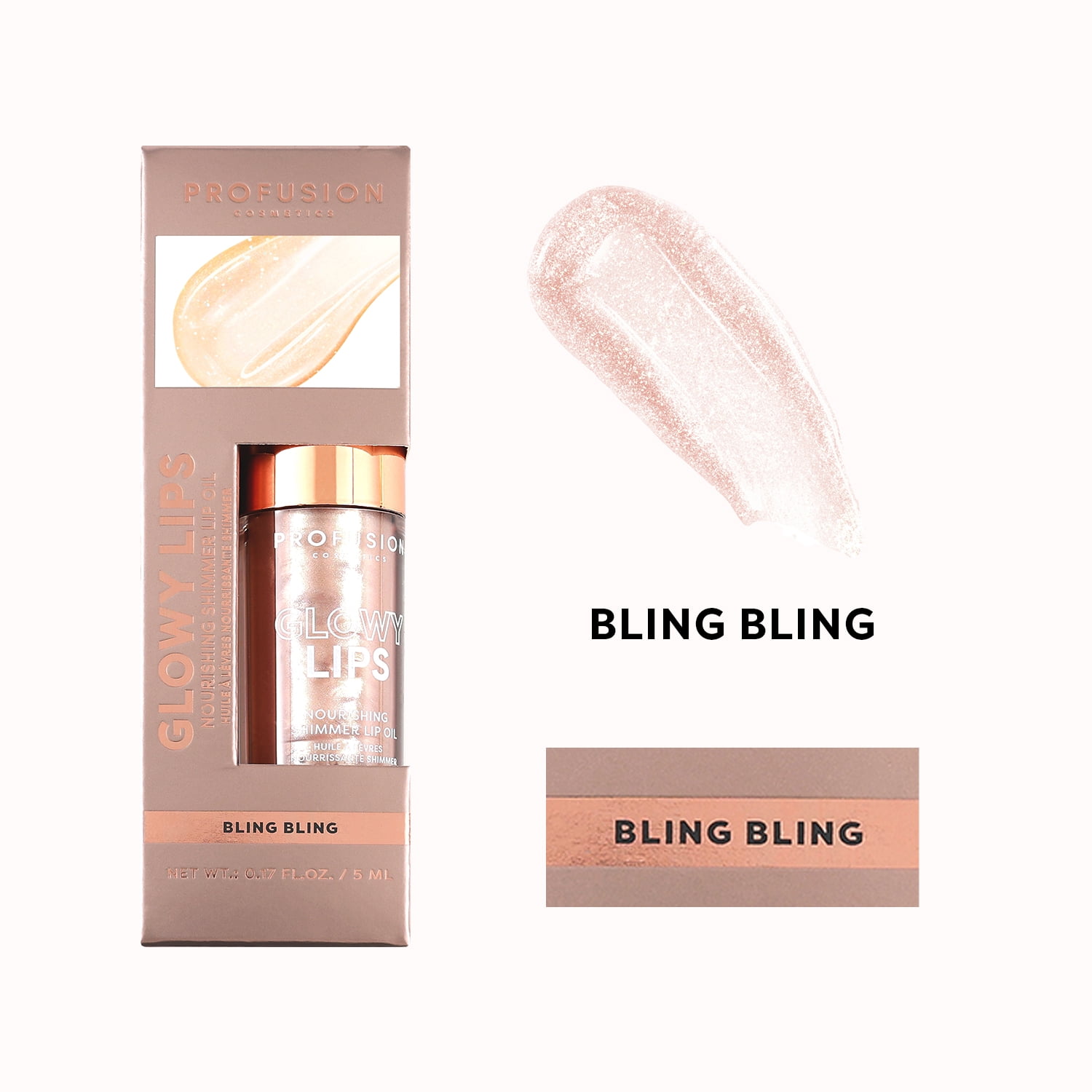 Profusion Cosmetics Glowy Lips Nourishing Shimmer Lip Oil - Bling Bling