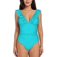 thumbnail image 2 of Yiaed Aqua Print Women's Ruffled One Piece Swimsuit V Neck Swimwear Slimming Monokini for Woman-XX-Large, 2 of 8