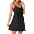 thumbnail image 4 of INSPIRE CHIC Women's Nightdress Spaghetti Strap Scoop Neck Sleepdress Frill Sleepwear Loungewear S Black, 4 of 6