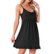 thumbnail image 4 of Noche de inspiración para mujeres, vestido de dormir con tirantes finos, escote redondo, pijama con volantes, ropa de descanso, color negro, 4 of 6