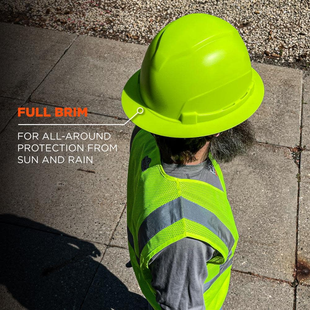 Ergodyne Skullerz 8969 Lightweight Full Brim Hard Hat, Lime