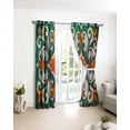 thumbnail image 3 of Green Burnt Orange Blackout Curtains for Bedroom/Living Room, Thermal Insulated Kitchen Curtains, Boho Ethnic Flower Abstract Grommet Darkening Window Treatment Drapes 52"x72"x2, 3 of 8