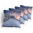 thumbnail image 5 of Ambesonne Winter Throw Pillow Cover 4 Pack, Idyllic Serene Panorama, 18", Multicolor, 5 of 7