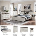 thumbnail image 6 of Farmhouse King Size Bed Frame with Storage Bookcase Headboard, Wood Platform Bed Frame w/Charging Station, Bracket Footboard, 2 Large Sliding Barn Doors, No Box Spring Needed - Antique White, 6 of 6