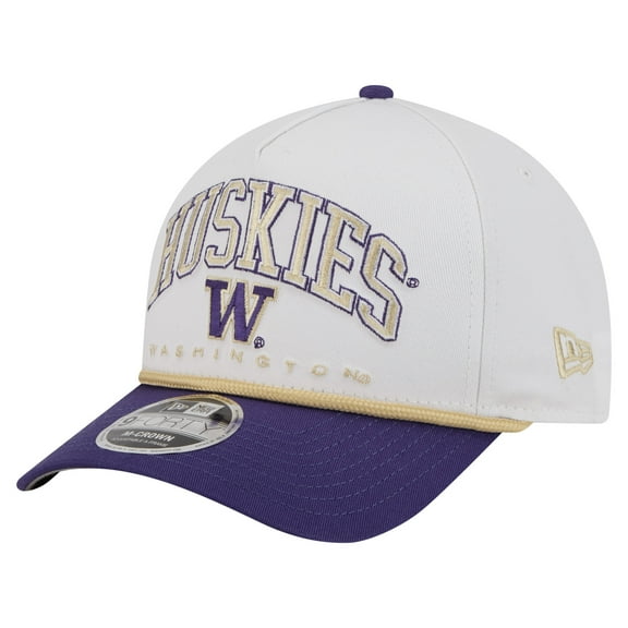 Men's New Era White/Purple Washington Huskies Arch Two-Tone Rope 9FORTY A-Frame M-Crown Adjustable Hat