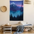 thumbnail image 2 of Adventure Tapestry, Illustration of a Mountainous Landscape Scene and a Forest at Night, Wall Hanging for Bedroom Living Room Dorm Decor, 60W X 80L Inches, Blue Night Blue and Pink, by Ambesonne, 2 of 5