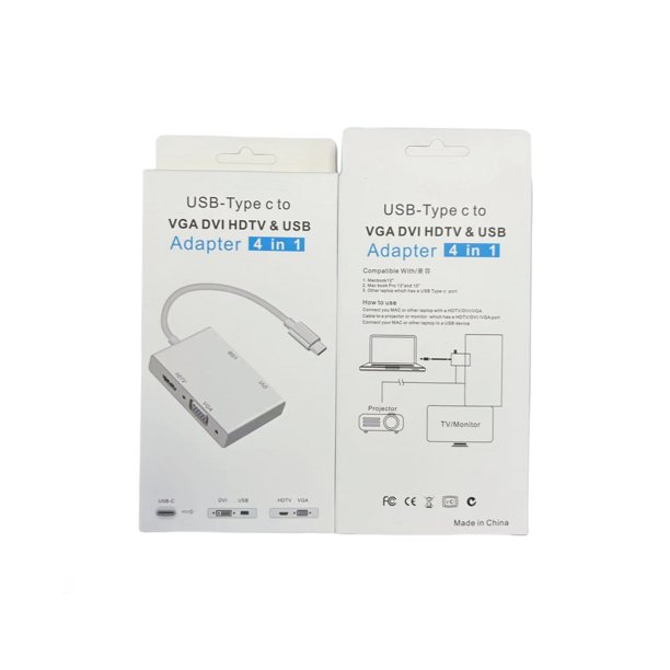 Cable de monitor tipo C a HDMI + VGA, convertidor de libros para portátil, estación de acoplamiento transfronteriza cuatro en uno.