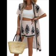 thumbnail image 1 of Bohemio Floral de Corta para Mujer, Talla Grande, con Abertura Frontal, Conjunto de 2 Piezas para Verano Negro Albaricoque XL, 1 of 7