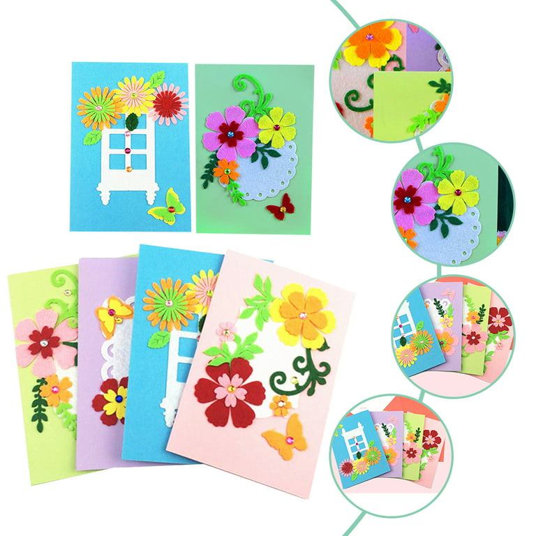 6pcs Kids Hand Made Cards Material Non-Woven Cards Making Kit Kids Educational Plaything, Size: 17x11cm