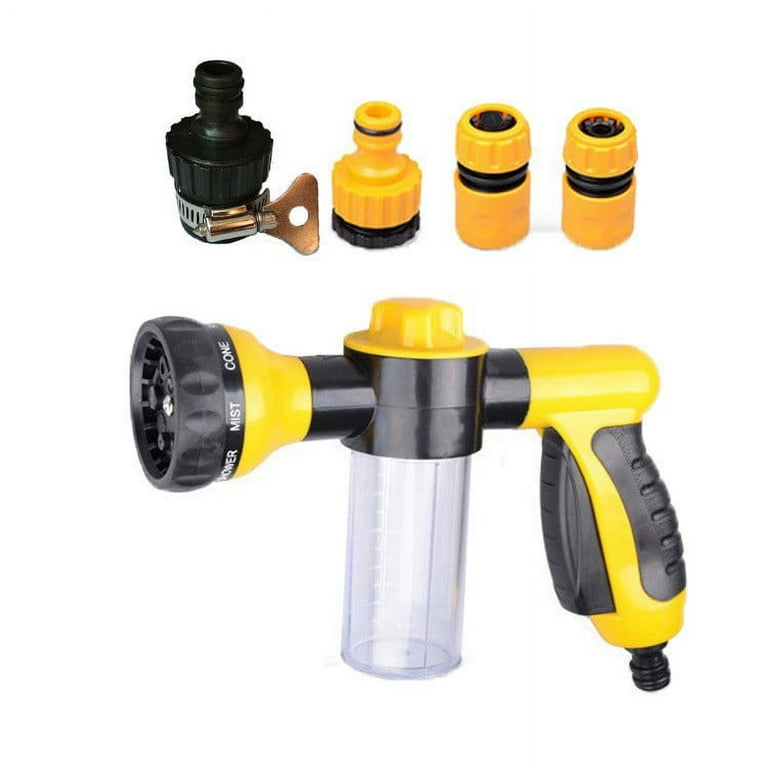 Garden Hose Attachment Sprayer Nozzle Kit with Reservoir 8 Function For Soap  Or Fertiliser 