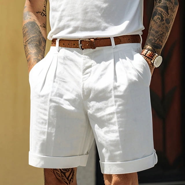 toraway Male Summer Casual Solid Short Pant Button Short Trouser Pant Pocket Short Fashion Short L