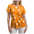 thumbnail image 5 of GEWSEY Easter Scrub Tops Women Cute Bunny Colorful Eggs Print Nursing Scrubs Plus Size V Neck Short Sleeve Nurse Uniform (Orange, M), 5 of 7