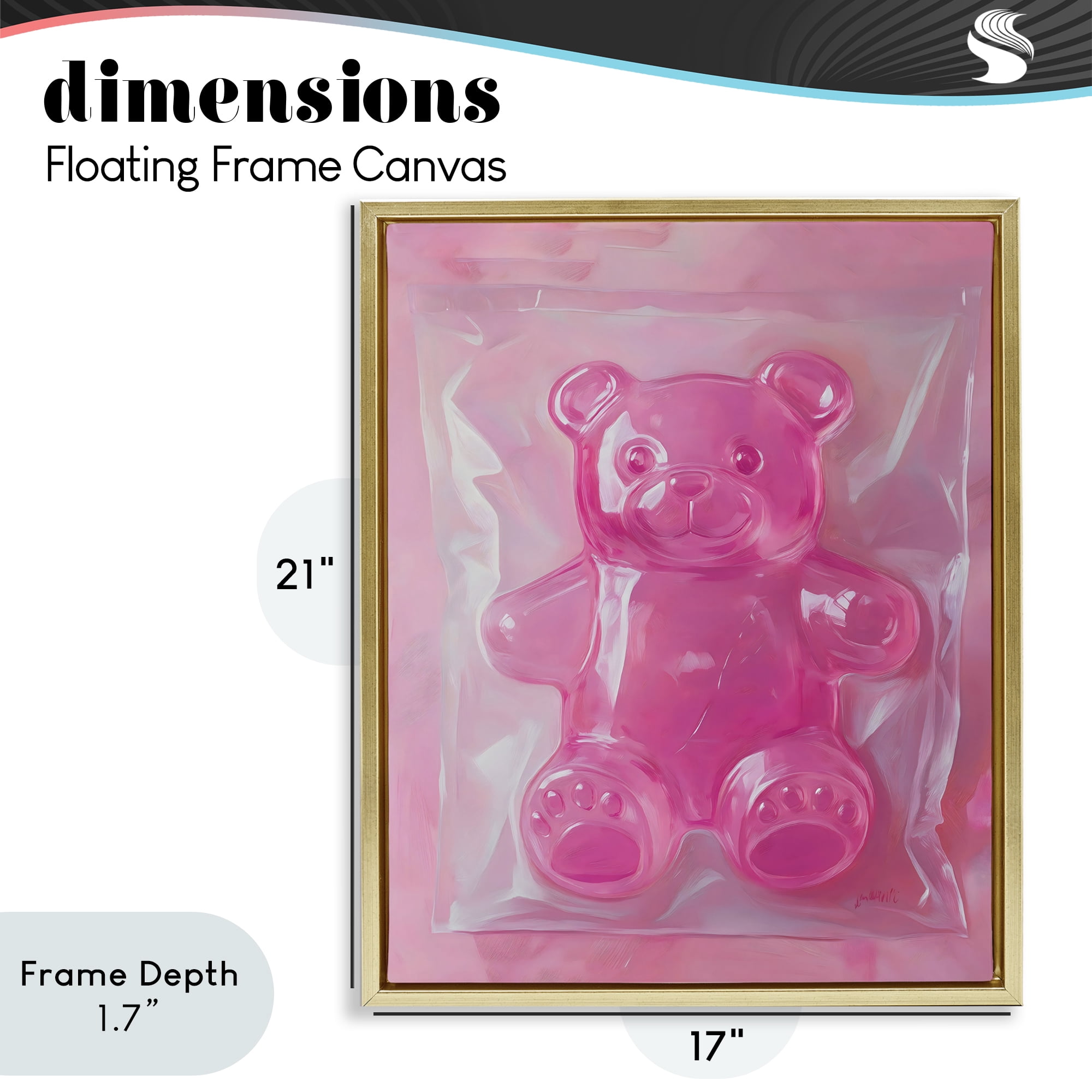 Stupell Industries Pink Gummy Candy Bear Gold Framed Floater Canvas Wall Art, design by The Prints Vibe