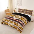 thumbnail image 3 of jejeloiu Sunset Aztec Duvet Cover Queen For Men Women,Geometric Print Queen Bedding,Brown Yellow,Black Reversible,3-Piece,1 Duvet Cover and 2 Pillowcases, 3 of 6