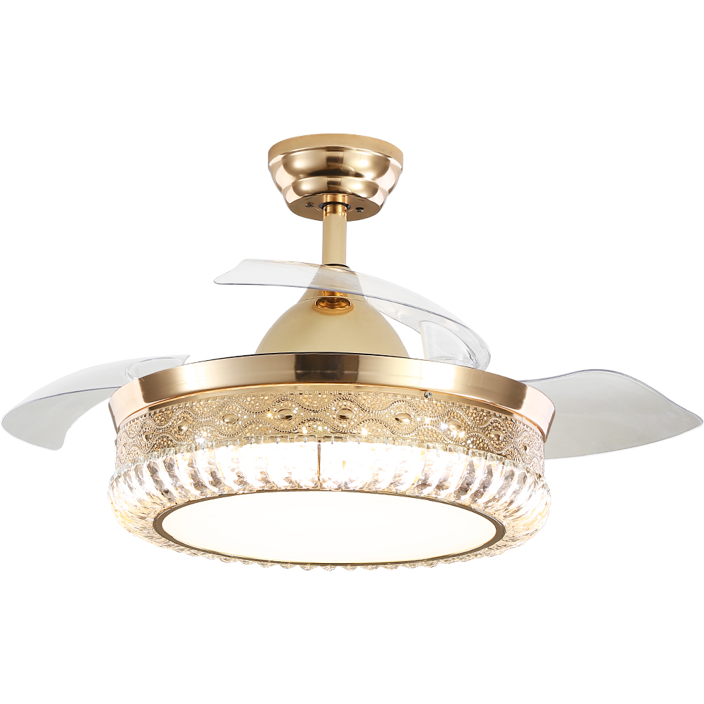 FINE MAKER Crystal Ceiling Fan with Lights Remote Control 3 Color LED