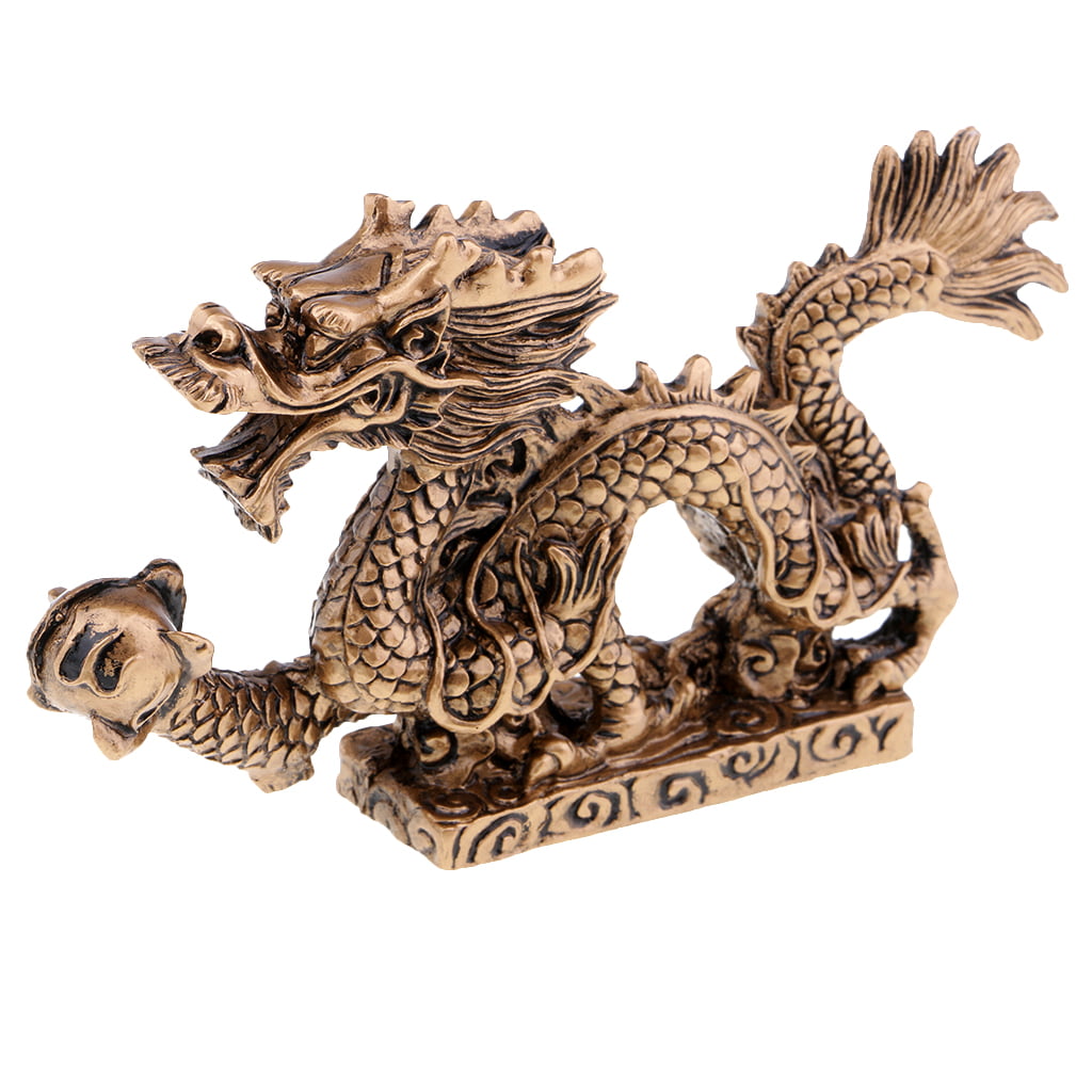 Red Chinese Feng Shui Dragon Figurine Statue for Luck & Success Art Craft 