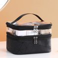 thumbnail image 2 of Bolsa de aseo Bolsa de cosméticos de doble capa Bolsa de maquillaje de viaje grande transparente Bolsa de lavado organizador para hombres y mujeres Bolsa de lavado de primera calidad -Negro, 2 of 5
