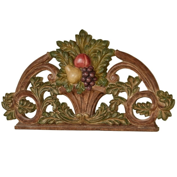 Fruit in Urn Arched Wall Plaque Brown