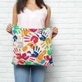 thumbnail image 2 of Colorful Handprints Pillow Covers 24x24 Inch Decorative Throw Pillow Cover, Rainbow Abstract Hand Foot Prints Sofa Pillowcases Accent Cushion Case Home Decor Bedroom Living Room, 2 of 6