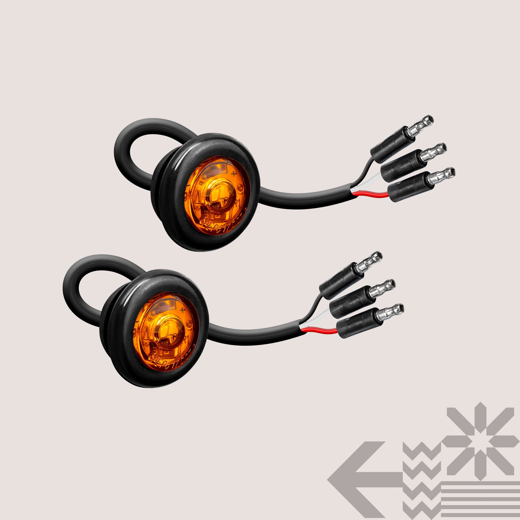 4-Pack 24V Truck Side Marker Lights - White Running + Amber Turn Signal With Demon Eye (5x4 Inch)