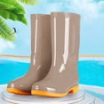 thumbnail image 2 of Women Plus Size Mid Calf Rain Boots Waterproof Mid Heel Platform Non Slip Wading Rubber Boots for Outdoor Gardening & Rainy Days Khaki 5.5(36), 2 of 5