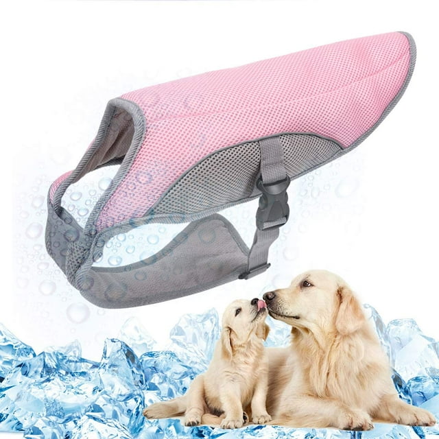 Dog Cooling Vest Breathable Mesh Dog Jacket Summer Cool and Comfortable Dog Coat Adjustable with Reflective Strip Pet Clothes Suitable for Large Medium and Small Dogs (Pink,L)