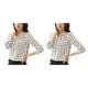 thumbnail image 4 of Guardurnaity Blusa de mujer Top de manga larga V Cuello de manga larga con raya delantera en blanco y negro Blanco L 2piezas, 4 of 6