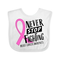 Inktastic Never Stop Fighting Breast Cancer Awareness Boys or Girls Baby Bib