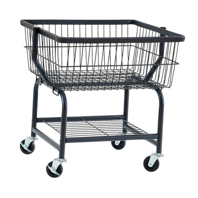 Carrito de lavandería enrollable con ruedas, cesta de ropa, cesta de almacenamiento de prendas de lavandería carro de lavandería para ropa sucia