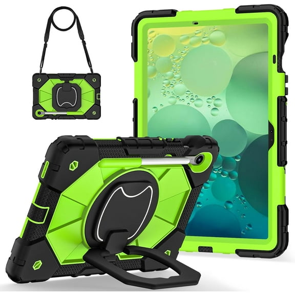 REQO Case for Samsung Galaxy Tab S10 FE/ S9 FE 5G 10.9 Inch/Tab S9 11 Inch :with Pen Holder Portable Hybrid Shock-Proof Cover with 360° Rotatable Ring, Kickstand