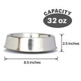thumbnail image 4 of Iconic Pet 92194 32 oz Anti Ant Stainless Steel Non Skid Pet Bowl for Dog or Cat, 4 cup, 4 of 11