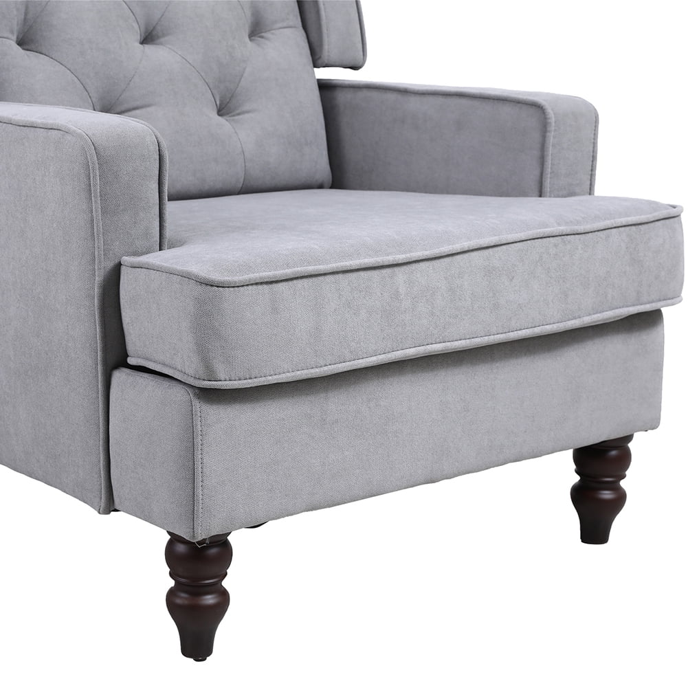Kepooman Tufted Upholstered Wingback Accent Chair Rocker w/Wood Frame, Gray Kepooman Tufted Upholstered Wingback Accent Chair Rocker w/Wood Frame, Gray