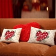 thumbnail image 2 of Valentines Day Pillow Covers 12x20 Inch Set of 2, Diamond Lattice Red Heart Rose Eucalyptus Farmhouse Decorative Throw Pillowcases for Home Sofa Couch Cushion Decoration GW12-12, 2 of 4