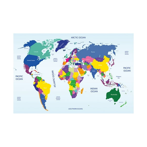 WCIC 59x42cm World Map Canvas Unframed Art Prints Poster Home Office Wall Hanging Decoration