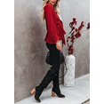 thumbnail image 3 of Bxhd Womens Long Sleeve Boho Shirts Deep V Neck Front Tie Knot Peplum Blouses Tops, 3 of 3