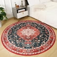 thumbnail image 3 of TWINNIS Round Boho Rug for Living Room Persian Rug Vintage Round Area Carpet for Bedroom,Red,5'x5', 3 of 7