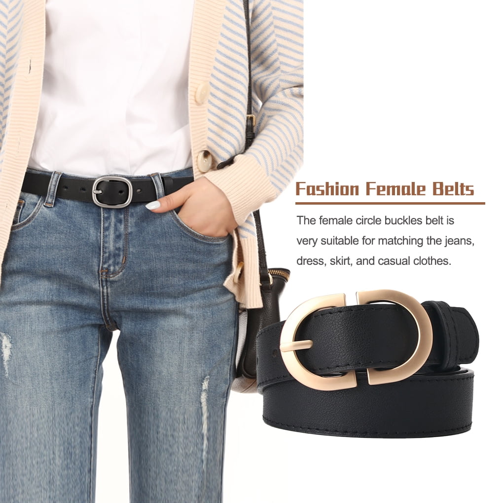 ziyahi Ceinture Femme Boucles Circulaires Mode Bande de Taille Festival Anniversaire Mariage Fete Robe Jeans Jupe Ceinture Filles Femmes Noir