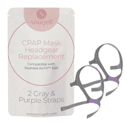 Replacement Straps for AirFit ResMed N20 Nasal Pillow CPAP Mask by Snugell (2-Pack) - Made of Ultra-Soft Premium Elastic Nylon - Gray and Purple Colorway - Clips Not Included (Regular)