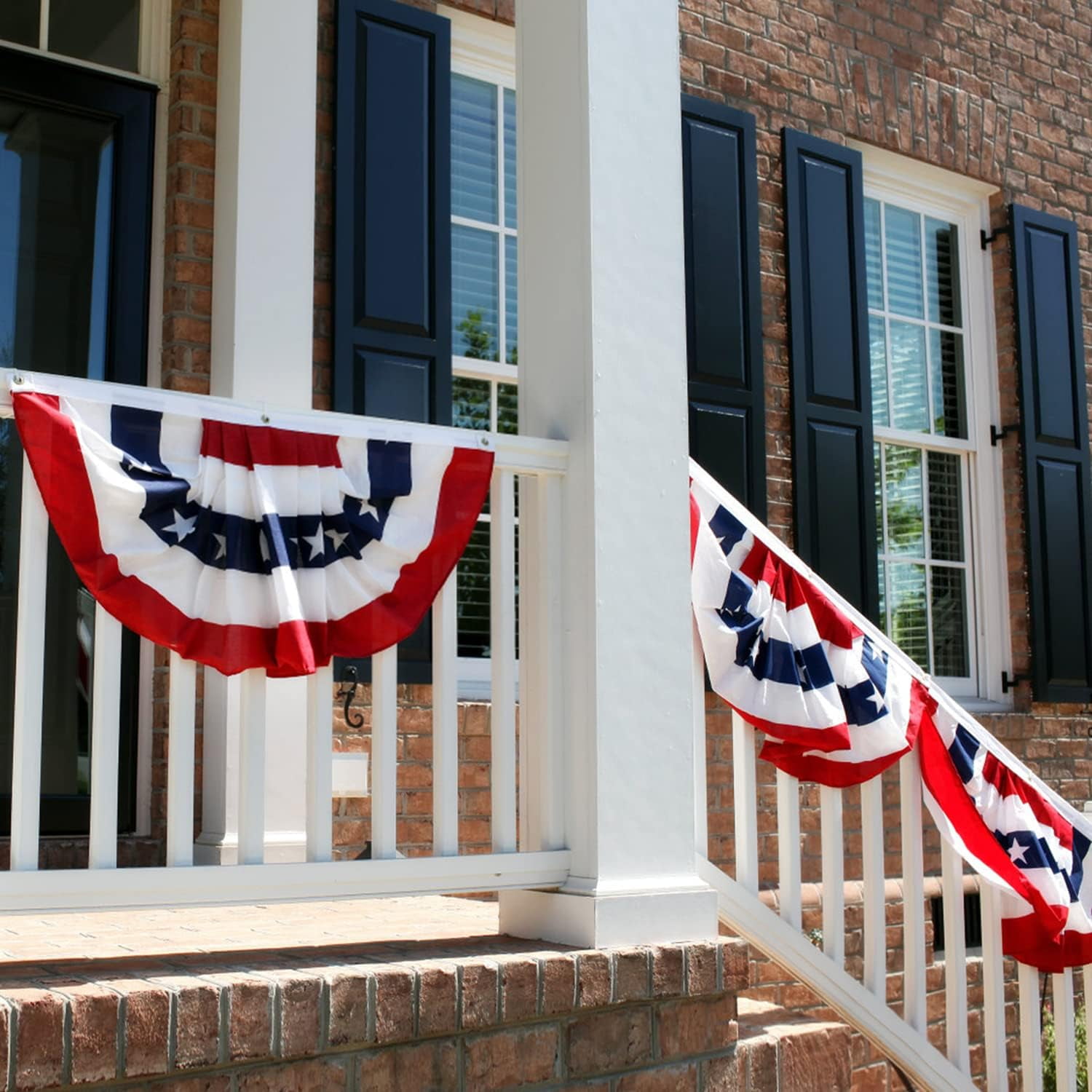 Flag Bunting 3x6 Ft for Outside, Decoration Flags, Patriotic Half Fan Bunting Flag with Brass Grommets for 4th of July Indoor Outdoor Decorations (Set of 6)