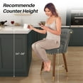 thumbnail image 3 of HomeZeer 24" Bar Stools Set of 6, Swivel Counter Height Bar Stools with Back and Footrest, Velvet Upholstered Bar stools with Solid Wood Legs, Button Tufted Barstools for Kitchen Island,Grey, 3 of 7