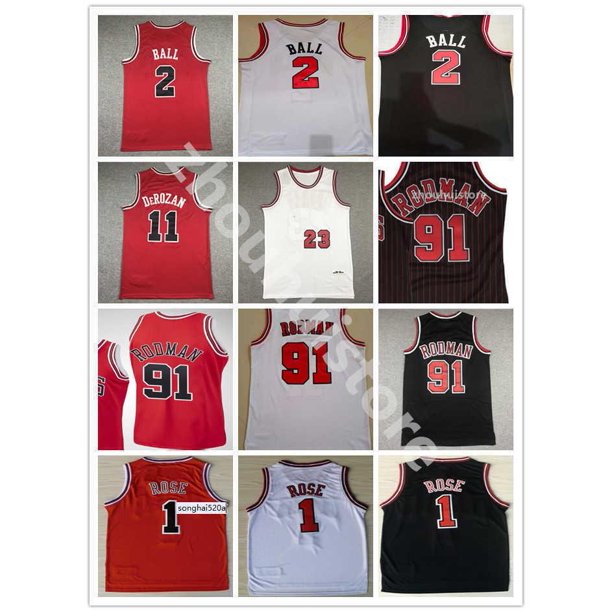 NBA_ Men Stitched 2 Lonzo Ball Basketball Jersey 11 Demar DeRozan 23 Dennis  91 Rodman Scottie 33 Pippen Red White Black Stripe Shirt''nba''jersey 