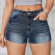 thumbnail image 4 of MKLEKYY Pantalones Cortos Vaqueros Rasgados Informales para Mujer, de Tiro Alto, con Dobladillo Enrollado y Desgastado, con Bolsillo, para Verano, 4 of 4