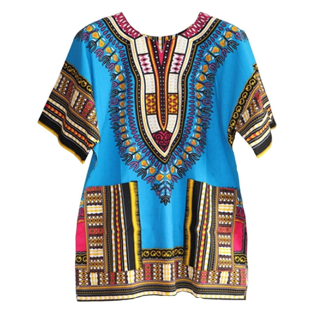 Camiseta Africana Dashiki Estilo Festival Estampado Floral Tribal Grande Talla única Zulema Camisa Africana Dashiki