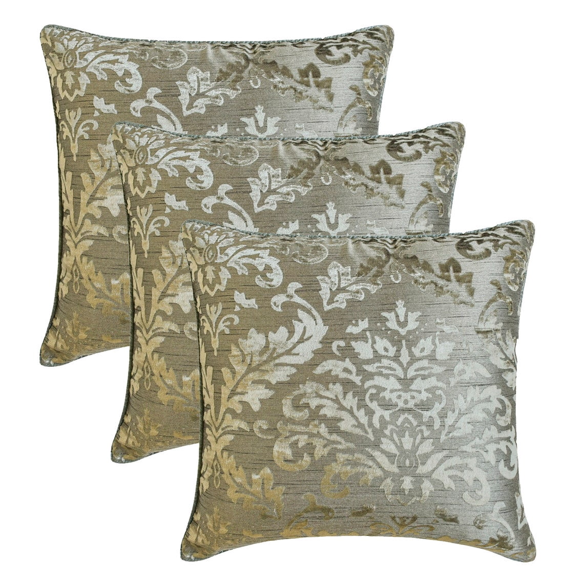 The HomeCentric Decorative Throw Pillow cover Silver Pack of 2, 26"x26" (65x65 cm) Burnout Velvet Damask Pillow Shams, Damask Modern Cushion Cover Style - Damask Frost