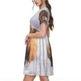 thumbnail image 2 of Daiia Cow Print Women's Dresses 2025 Trendy Short sleeve Dresses Casual Baggy Flowy Maxi Sun Dresses, 2 of 6