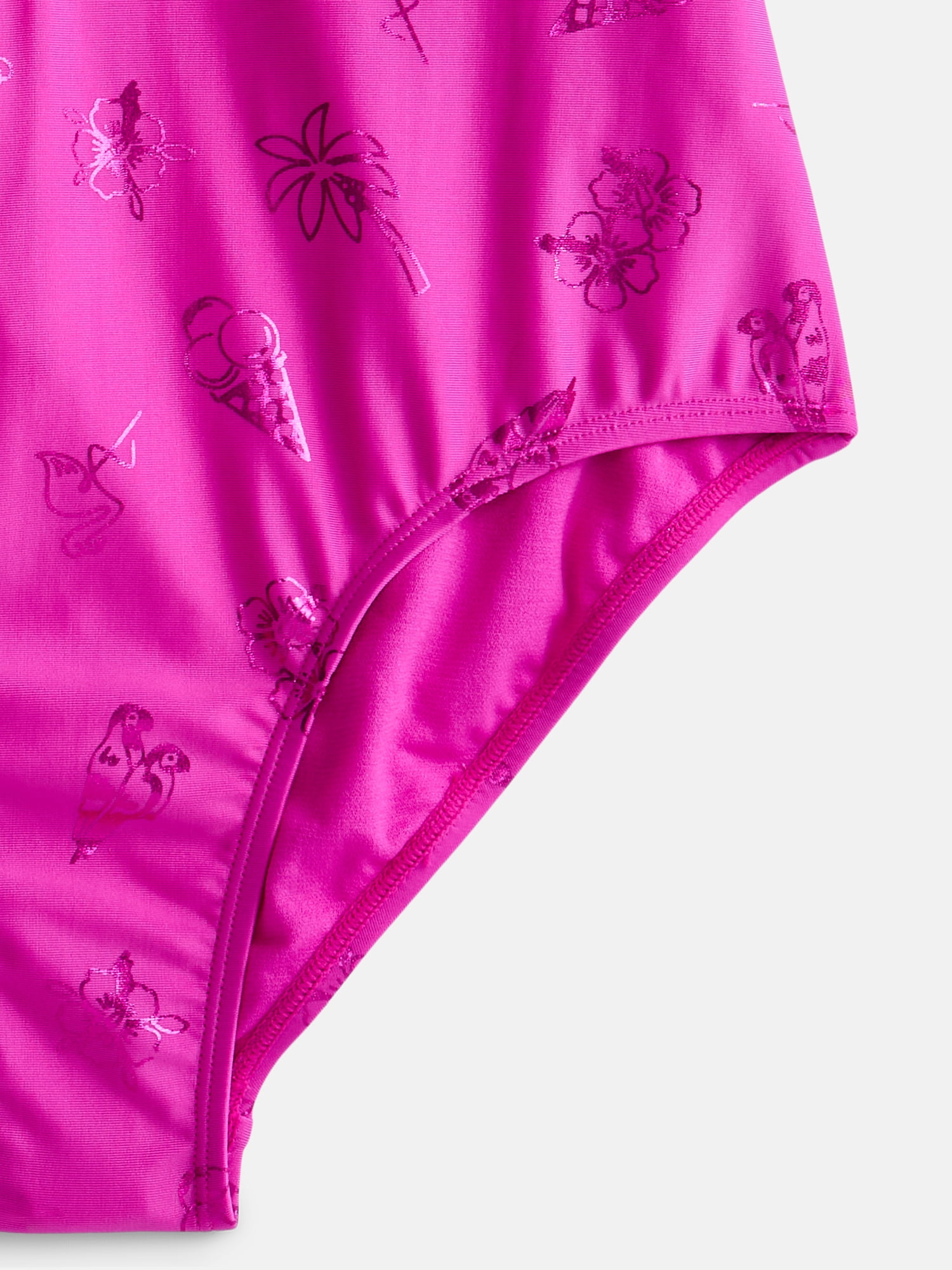 Wonder Nation Girls Zip-Up Rash Guard One-Piece Swimsuit with Short Sleeves, Sizes 4-18