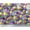 thumbnail image 2 of Soimoi Poly Georgette Fabric Leopard & Argyle Patchwork Printed Fabric 1 Yard 42 Inch Wide, 2 of 3