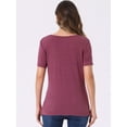 thumbnail image 3 of DARING DIVA Women's Cowl Neck Short Sleeve Ruched Blouses XS Burgundy, 3 of 6