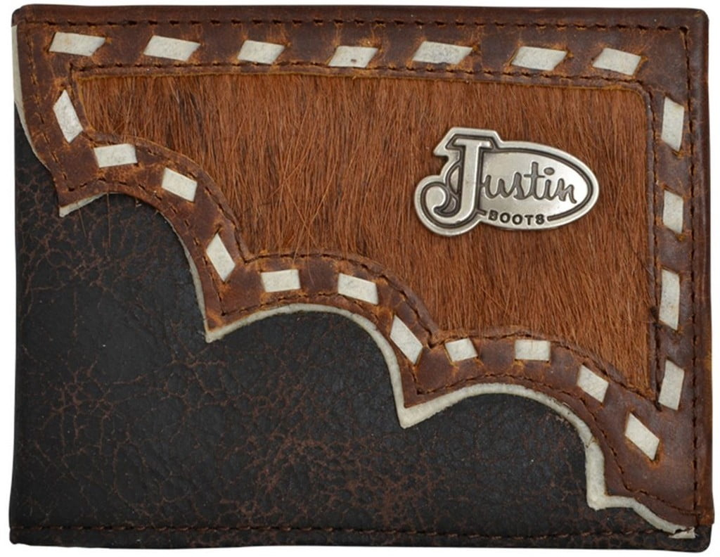 Justin Western Wallet Mens Money Clip Crackle Concho Dark Brown WJB153